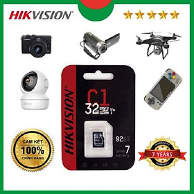 Thẻ nhớ 32GB Hikvision Class 10 Micro SD 92Mb/s dùng cho camera, máy ảnh, camera hành trình, flycam. Hàng chính hãng