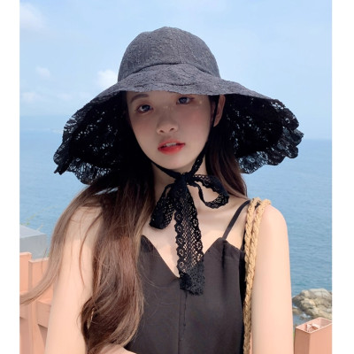 Nón rộng vành nữ, mũ vành rộng tiểu thư gấp gọn chất liệu ren thời trang mới dona250705