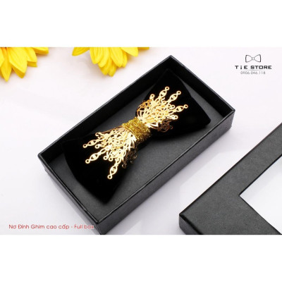 Nơ chú rể, MC, ca sỹ - Nơ 2 cánh đính ghim cao cấp Full box - đính ghim cánh đôi