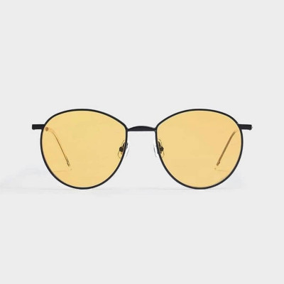 Kính râm Mắt Tròn Thời Trang, Kính màu vàng đi Ngày và Đêm + Tặng Phụ Kiện Hộp đựng, Khăn lau