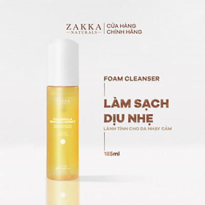 Sữa Rửa Mặt Hoa Cúc Làm Sạch Dịu Nhẹ Dưỡng Ẩm Calendula Manuka Honey Hydrating & Calming Amino Foam Zakka Naturals 185ml