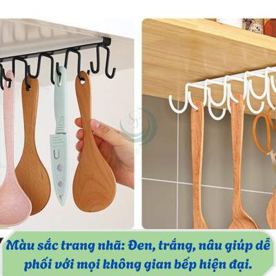 Móc Treo Dưới Gầm Tủ – Tiết Kiệm Không Gian Kệ Treo Dụng Cụ Nhà Bếp Gắn Tủ Móc Treo Ly Tách và Đồ Nhà Bếp Dưới Kệ 10 Móc