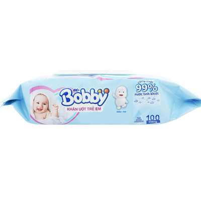 Combo Tiết Kiệm: Thùng 16 Gói Khăn Ướt Bobby Care Không Hương 100 Miếng/Gói tặng 15 khẩu trang Unicharm Nhật Bản