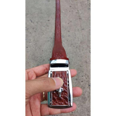 Thắt Lưng Da Bụng Cá Sấu N22ND_B (mặt bạc)