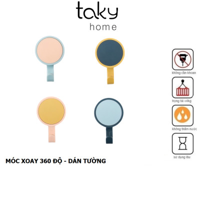 Móc Dán Tường Xoay 360 Độ, Móc Treo Tường Đa Năng, Sử Dụng Miếng Dán 3M Tiện Dụng Treo Đồ Trong Gia Đình, TakyHome 2231