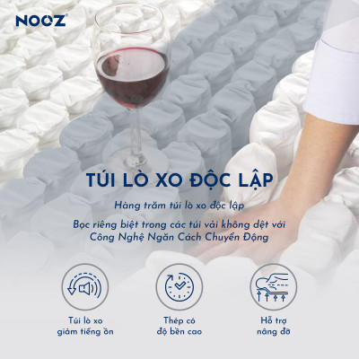 Nệm Foam Hybrid Latex NOOZ Home Goods Mattress Đệm Với Tầng Lò Xo Túi Và Lớp Cao Su Non Thiên Nhiên