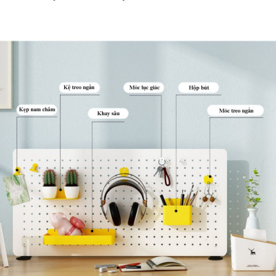 Bảng lỗ Pegboard Dola Home cao cấp dạng chân đứng để bàn để dụng cụ làm việc, tai nghe, mô hình, bàn phím, laptop