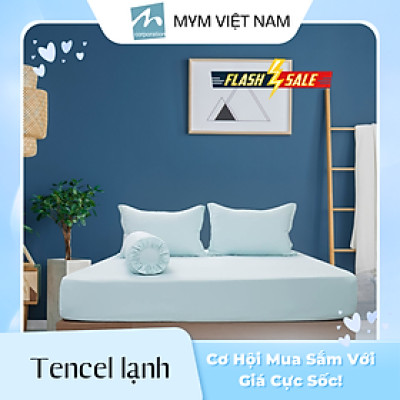 Bộ Drap, áo gối MYM chất liệu vải Tencel Lạnh Cao Cấp đủ kích thước 1m6, 1m8 Không kèm mền