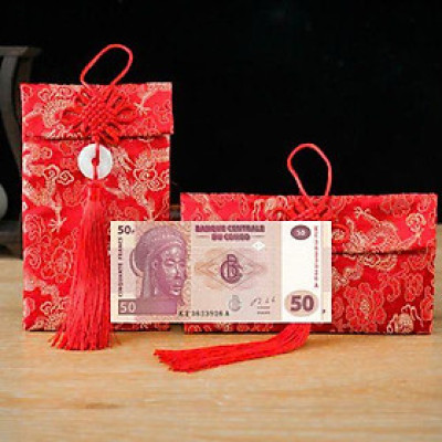 Túi gấm màu cam loại 50 Congo sưu tầm, làm quà tặng