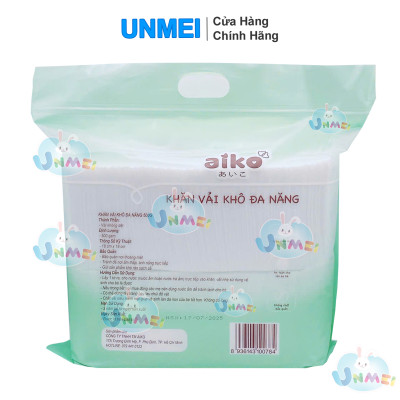 Khăn vải khô đa năng Aiko bịch lớn thêm miếng tiện lợi an toàn cho bé sơ sinh (500gr/ bịch) KKT500