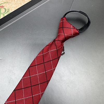 Cà vạt nam mẫu thắt sẵn dây kéo bản nhỏ 6cm mẫu mới t3/2024 màu đỏ caro