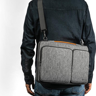 TÚI ĐEO TOMTOC (USA) 360* SHOULDER BAGS MACBOOK PRO 15″/MACBOOK 16″ GRAY- HÀNG CHÍNH HÃNG