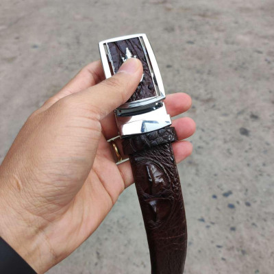 Dây nịt nam gai lưng cá sấu LIỀN NGUYÊN CON N24N1 (Mặt trắng)