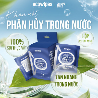 Khăn Ướt Flushable EcoWipes Gói 1 Tờ Khăn Lau Vệ Sinh Tự Phân Hủy Trong Nước 