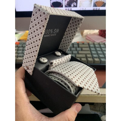 Cà vạt nam 8cm trung niên kèm hộp và khăn áo vest tặng kèm khuy măng set quà tặng 2021 cho nam GiangPKC