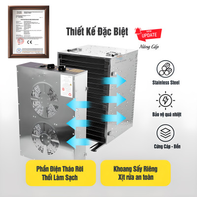 Máy sấy thực phẩm 16 khay inox 100 Lít Thương hiệu Mỹ Septree ST-02, Công suất 1500W - Hàng nhập khẩu (Bảo hành 12 Tháng)