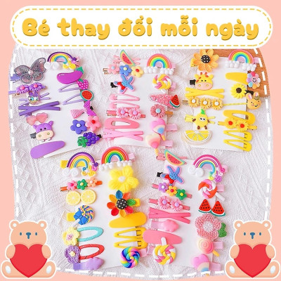 Set 14 kẹp tóc mái nhiều màu dễ thương cho bạn gái