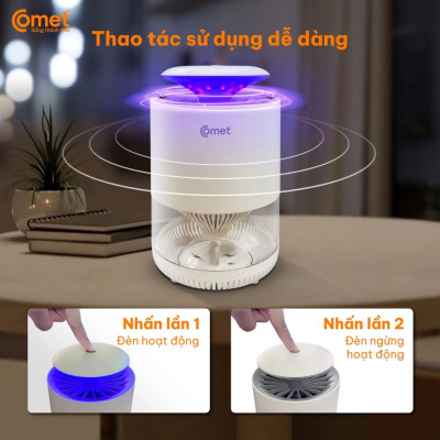 Đèn Diệt Côn Trùng COMET CM078 3W cắm điện trực tiếp, 8 bóng đèn LED, sử dụng tia ánh sáng tím và quạt hút diệt muỗi và lọc không khí