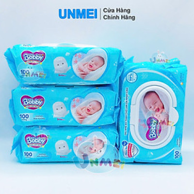 Combo 4 Gói Khăn Ướt Bobby Care 100 Không Hương 100 Tờ