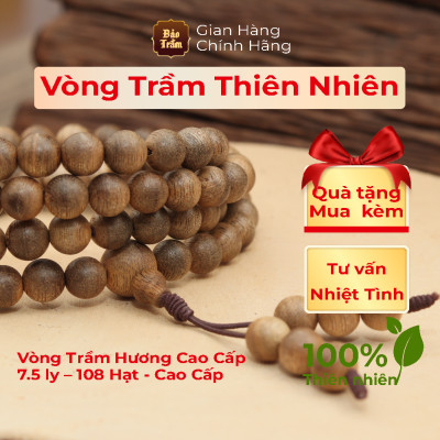 Vòng Trầm Hương 7.5ly – 108 Hạt – Cao Cấp | Bảo Trầm – Chuỗi Trầm Tự Nhiên – Thơm Dịu An Lành – Không Hóa Chất