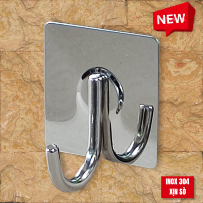 Combo Móc Dán Tường Inox 304 Hình Trụ Vuông Không cần Dục Lỗ Cao Cấp Chống Gỉ Sét Siêu Bền Siêu Chịu Lực - Móc Treo Đồ Gia Đình Tiện Dụng