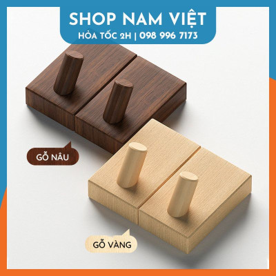 Móc Gỗ Dán Tường Treo Đồ Kèm Keo 2 Mặt