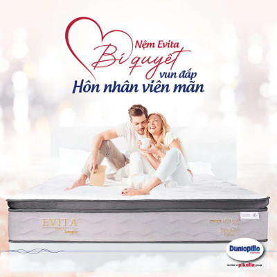 Nệm Lò Xo Túi Một Sợi Dunlopillo Evita - NEW kháng khuẩn, Êm Ái