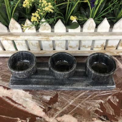 Bộ 3 ly nước thờ cúng đá cẩm thạch vân đen
