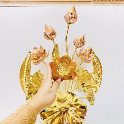 LỌ HOA SEN ĐỒNG CAO 72 CM CHẤT LIỆU BẰNG ĐỒNG  PHONG THỦY TÀI LỘC