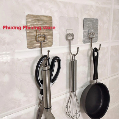 Combo Móc Dán Tường Móc Inox Siêu Dính Chắc Chịu Lực Treo Đỡ Đồ Dùng Tranh Ảnh - Miếng Dán Gắn Tường Đa Năng Trong Suốt Chịu Lực 10Kg