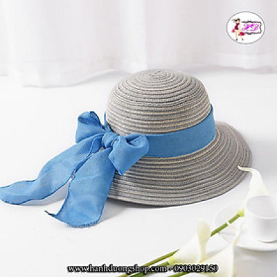 Nón cói đi biển phối màu thắt nơ HQC208