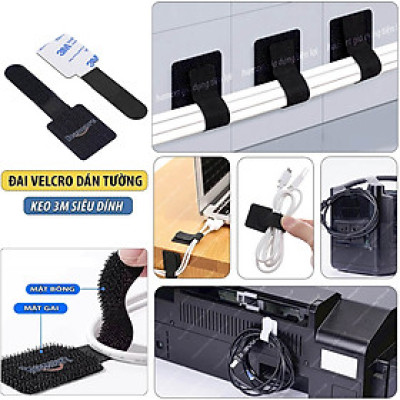 Dây Đai Velcro Keo 3M Dán Tường Đa Năng Cuốn Dây Cáp Sạc Tai Nghe Treo Dây Điện Chống Rối