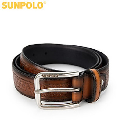 Thắt lưng nam da bò vân caro SUNPOLO BSMK47 - 3 Phiên bản màu