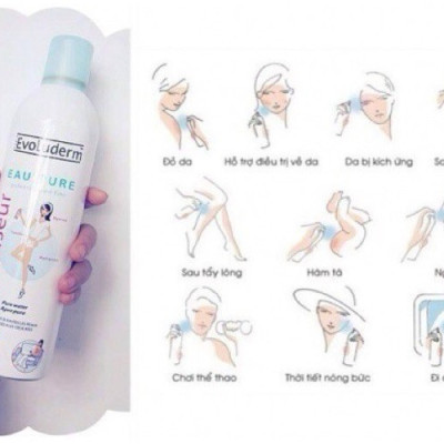 Nước Xịt Khoáng EVOLUDERM 400ml + Tặng 1 Móc Khóa Nhựa 2 Mặt