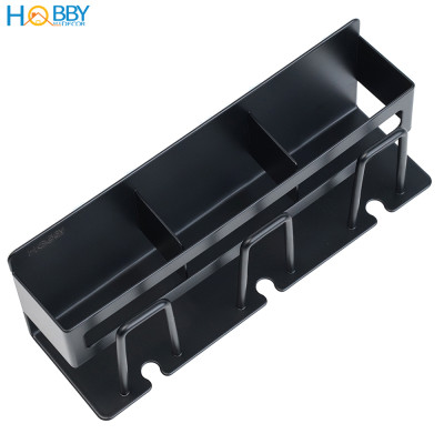 Kệ để bàn chải 3 ngăn inox 304 sơn đen dán tường Hobby home decor CD4B