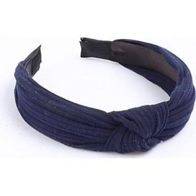 Cài Tóc Turban Gọng Nhựa Vải Thun Màu Xanh Dương Đậm (Xanh Đen) - Mã CT059