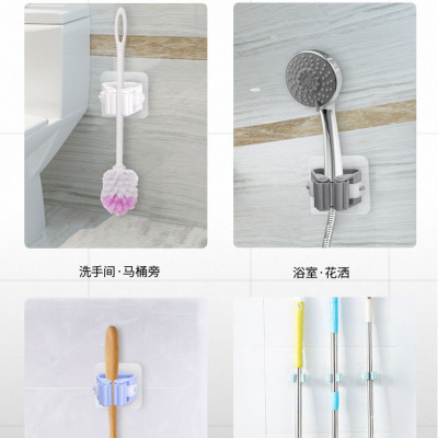 Bộ 2 móc treo chổi, cây lau nhà dụng cụ tẩy rửa nhà tắm dán tường chống khuẩn tiết kiệm không gian chịu lực tối đa 5Kg