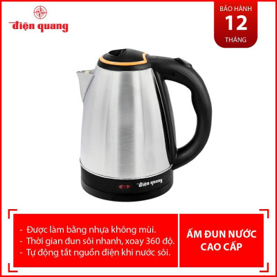 Ấm đun nước siêu tốc Điện Quang ĐQ EKT06 1518 BL - Dung tích lớn 1.8L, đế xoay 360°, tự ngắt điện khi sôi. BH 12 tháng