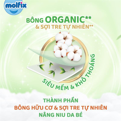 Tã/bỉm dán Molfix Thiên nhiên Jumbo L (9kg - 13kg) - Gói 40+6 miếng