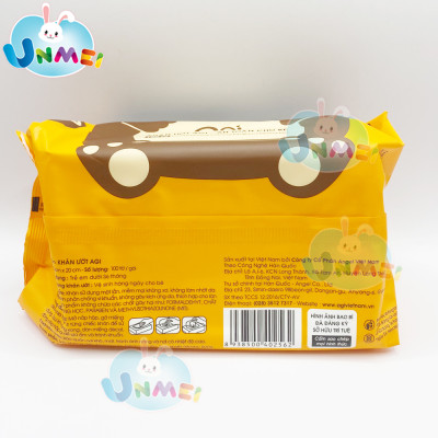 Combo 6 Gói Khăn Ướt AGI Không Mùi Gấu Nâu (100 tờ x 6 gói)