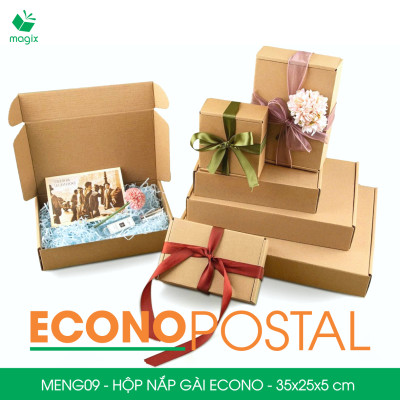 MENG09 - 35x25x5 cm - 100 Hộp carton nắp gài đóng hàng giá rẻ, hộp gói hàng, hộp quà thời trang