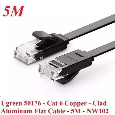 Ugreen UG50176NW102TK 5M màu Đen Cáp mạng LAN CAT6 dây dẹt - HÀNG CHÍNH HÃNG