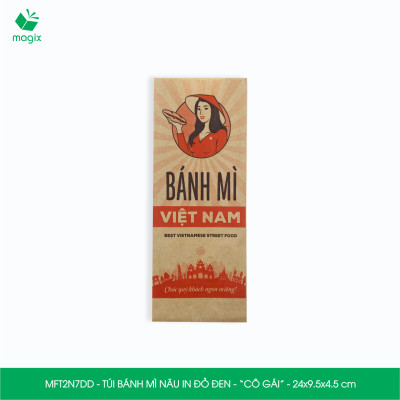  MFT2N7DD - 24x9.5x4.5 cm - 100 túi giấy đựng bánh mì, túi đựng thức ăn mang đi, túi take away