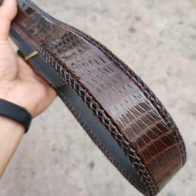 Dây nịt da bụng cá sấu liền tấm 4cm H29N1