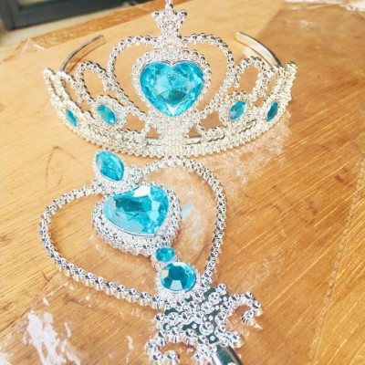Set 3 món Elsa bờm tóc vương miện + tóc giả + gậy cho bé