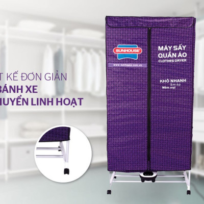 Máy sấy quần áo Sunhouse SHD2707 có điều khiển từ xa, đèn UV diệt khuẩn, sấy 15kg quần áo - Hàng chính hãng