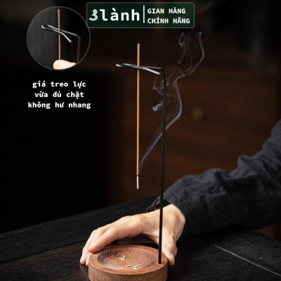 Giá Đỡ Nhang Trầm Hương Bằng Thanh Kim Loại Đế Gỗ Thông Lõm 3 Lành Trang Trí Nhà Cửa Tâm Linh Thờ Cúng Thư Giãn