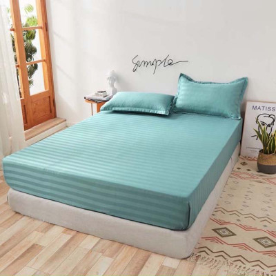 Bộ Ga Gối Cotton Kẻ 3F Lidaco Chuyên Dụng Cho Homestay, Khách Sạn - Xanh Ngọc