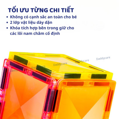 Xếp Hình Nam Châm Ánh Sáng Colorful Magnetic Tiles Mideer Daddycare, nam châm lắp ghép thông minh cho bé 3,4,5,6 tuổi