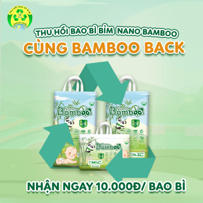 [Chính Hãng][Ảnh Thật] Tã/Bỉm Dán Nano Bamboo sợi tre thiên nhiên size M (6-11 kg) 56 miếng